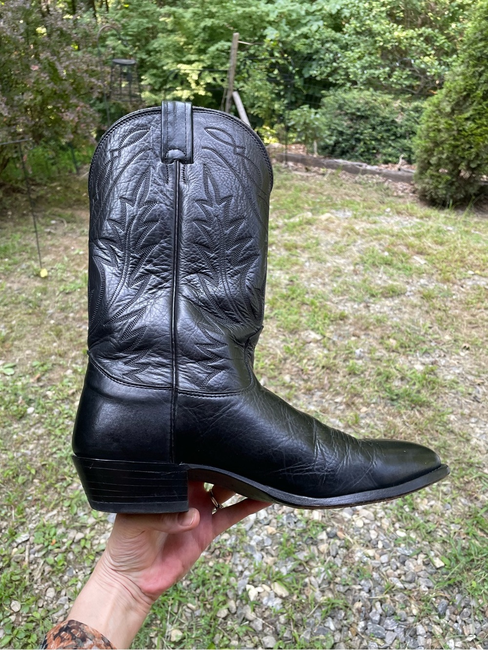 Nocona Vintage Black Cowboy Boots Size 10.5 - Picture 3 of 14